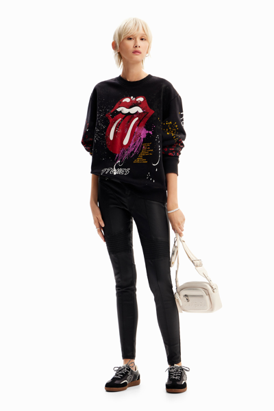 Desigual The Rolling Stones Splatter Sweatshirt In Black