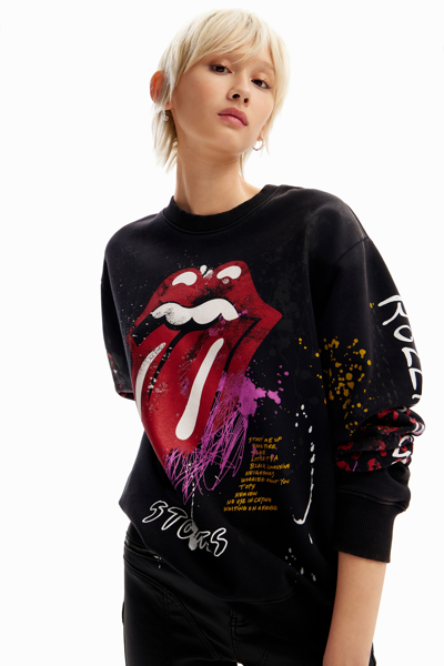 Desigual The Rolling Stones Splatter Sweatshirt In Black