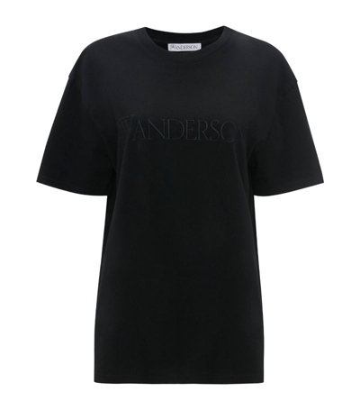 Shop Jw Anderson Embroidered Logo T-shirt In Black