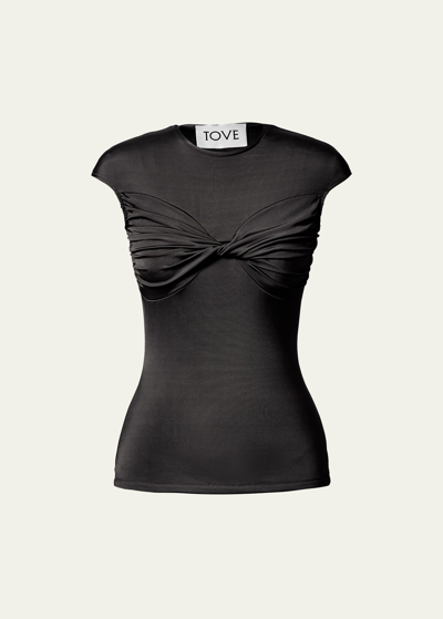 Shop Tove Paola Shiny Twist-front Top In Black