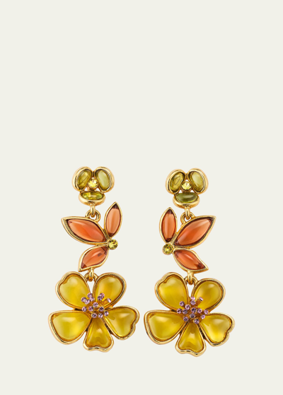 Shop Oscar De La Renta Cloudy Resin Floral Earrings In Yellow
