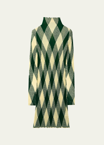 Shop Burberry Signature Argyle Rouched Dress In Ivy Ip Pattern