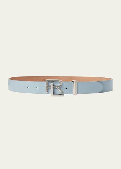 Shop Ralph Lauren Rl Logo Leather Belt, Medium In Blue