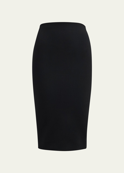 Shop Victoria Beckham Double Wool Crepe Midi Skirt In Black