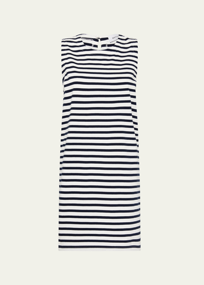 Shop Matteau Striped Shift Mini Dress In Navy/white
