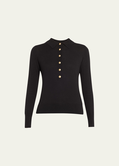 L Agence Sterling Jewel-button Sweater In Blackgold