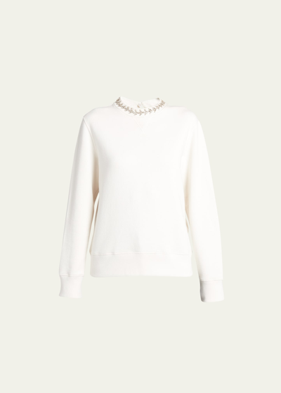 Shop Golden Goose Journey Crewneck Crystal Sweatshirt In Heritage White