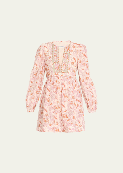Shop Alix Of Bohemia Winslow Long-sleeve Camellia Mini Dress In Pink