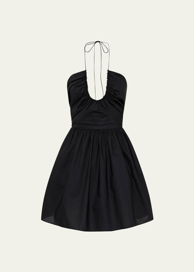 Shop Matteau Drawcord Halter Mini Dress In Black