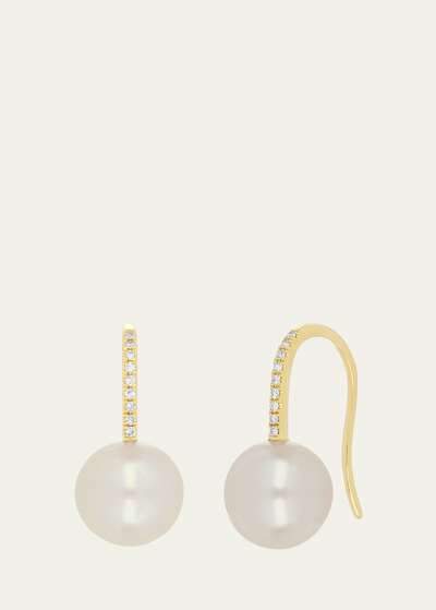 Shop Ef Collection Pearl Ball Drop Earrings In Gold