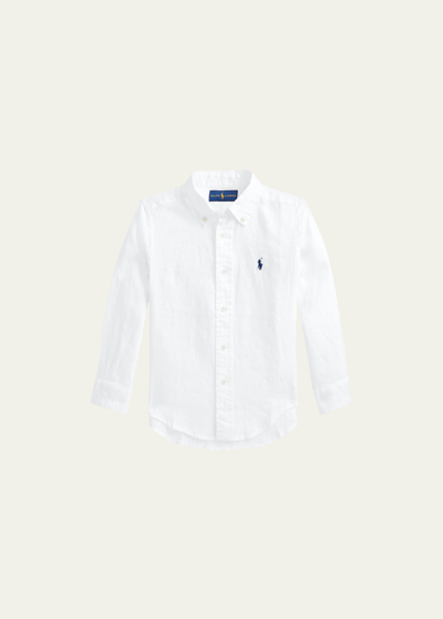 Shop Ralph Lauren Boy's Cotton Oxford Sport Shirt In White