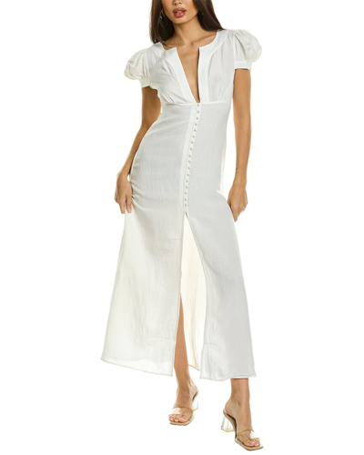 Shop Shani Shemer Zoe Buttoned Linen-blend Maxi Dress In White