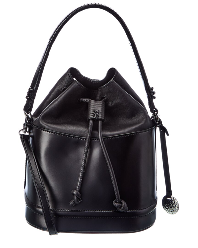 Shop Staud Agne Leather Bucket Bag In Black