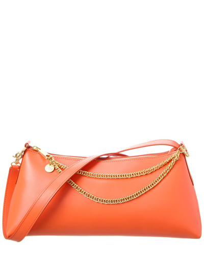 Shop Zac Posen Posen Zip-top Leather Shoulder Bag In Orange