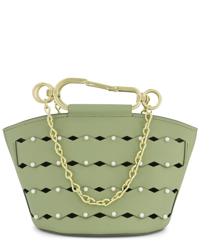 Shop Zac Posen Belay Mini Zipped Leather Bucket Bag In Green