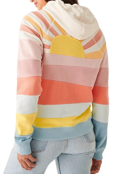 Shop Faherty Soleil Stripe Cotton Hoodie In Sunset