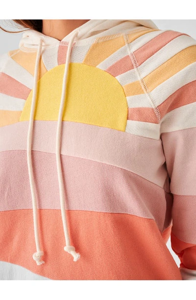 Shop Faherty Soleil Stripe Cotton Hoodie In Sunset