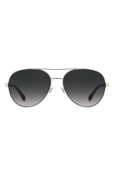 Shop Kate Spade Averie 58mm Gradient Aviator Sunglasses In Palladium / Grey Shaded