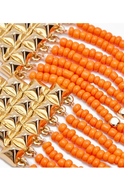 Shop Allsaints Pyramid Bead Fringe Drop Earrings In Orange