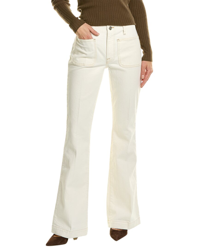 Shop Frame Denim High-rise Sailor Au Natural Clean Flare Jean In White