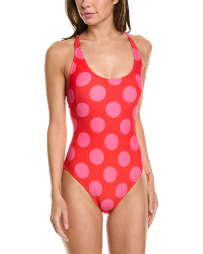 Shop Kate Spade New York Lace Back One-piece In Red