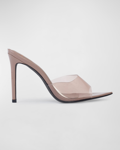 Shop Black Suede Studio Bella Stiletto Slide High-heel Sandals In Truffle Patent Le