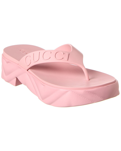 Shop Gucci Logo Rubber Platform Sandal In Pink