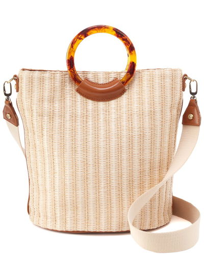 Shop Hobo Sheila Raffia & Leather Bucket Bag In Brown