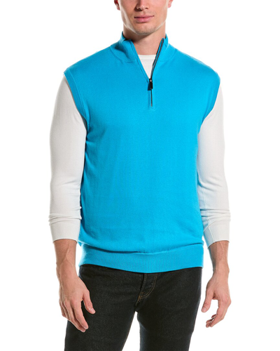 Shop Alashan Cashmere 1/4-zip Mock Neck Cashmere-blend Vest In Blue