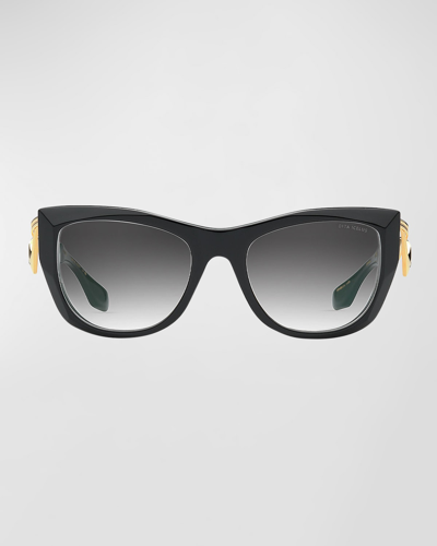 Shop Dita Icelus Acetate & Titanium Cat-eye Sunglasses In Black Yellow Gold