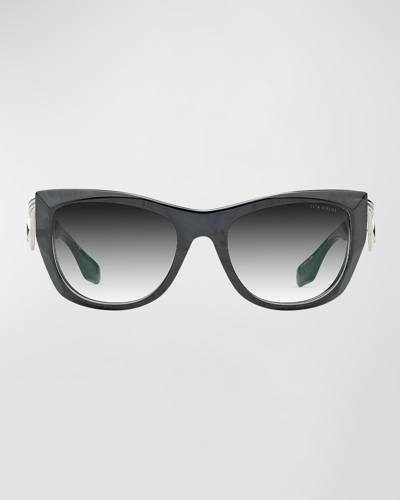 Shop Dita Icelus Acetate & Titanium Cat-eye Sunglasses In Black Pearl Silve