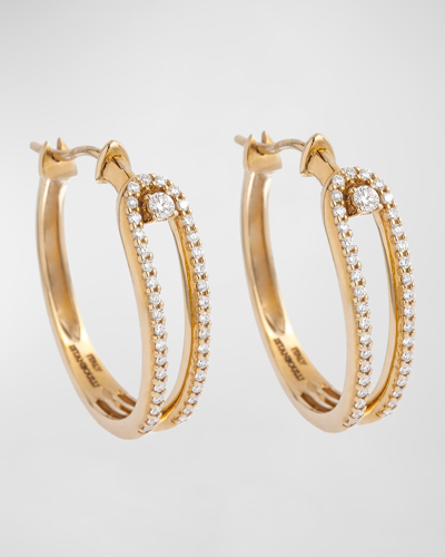 Shop Krisonia 18k Yellow Gold Hoop Earrings With Diamonds
