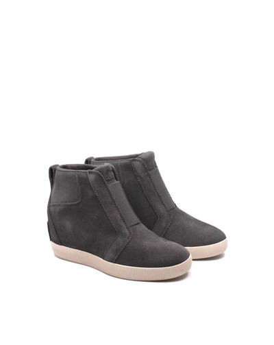 Shop Sorel Out 'n About Pull On Wedge Boot In Quarry/sea Salt In Grey