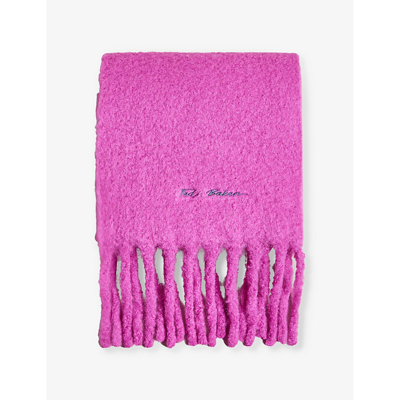 Shop Ted Baker Women's Pink Shelmas Fringe-embellished Knitted Scarf