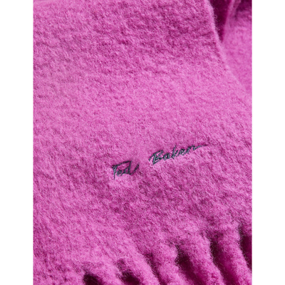 Shop Ted Baker Women's Pink Shelmas Fringe-embellished Knitted Scarf