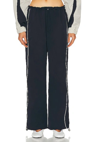 Shop Grlfrnd Cinched Waist Wide Leg Pant In Navy & Ivory