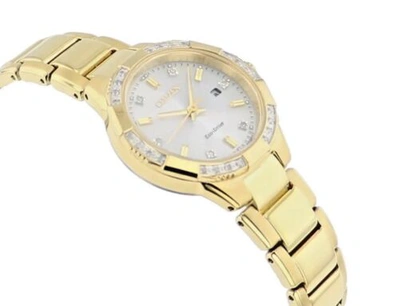 Pre-owned Citizen Womens Eco-drive Riva Diamonds Markers Date Gold Watch 30mm Ew2462-51a
