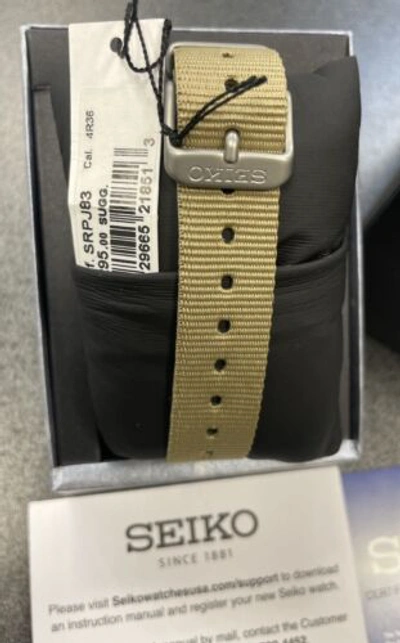 Pre-owned Seiko 5 Sport Automatic Beige Nylon Strap Mid-size Watch Srpj83 Made In Japan