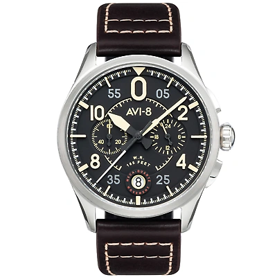 Pre-owned Avi-8 Spitfire Lock Chronograph Midnight Oak Watch - Brand