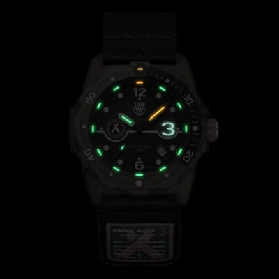 Pre-owned Luminox Xb.3721.eco Bear Grylls Survival Rule Of 3 Sea Series Black Strap Watch