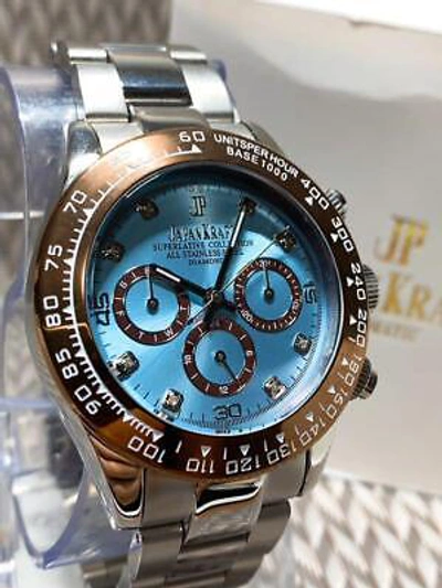 Pre-owned Kraft Japan  Watch With 8 Natural Diamonds Ice Blue Panda Chronograph 1-jp-001is