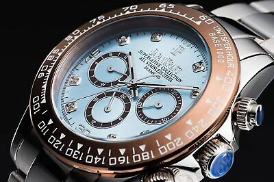 Pre-owned Kraft Japan  Watch With 8 Natural Diamonds Ice Blue Panda Chronograph 1-jp-001is