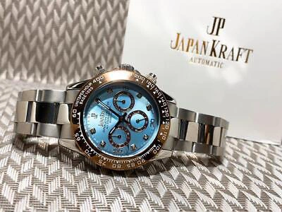 Pre-owned Kraft Japan  Watch With 8 Natural Diamonds Ice Blue Panda Chronograph 1-jp-001is