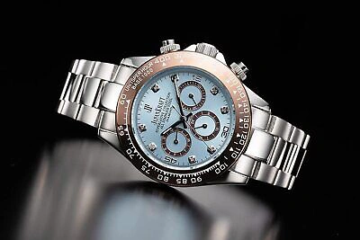 Pre-owned Kraft Japan  Watch With 8 Natural Diamonds Ice Blue Panda Chronograph 1-jp-001is