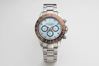 Pre-owned Kraft Japan  Watch With 8 Natural Diamonds Ice Blue Panda Chronograph 1-jp-001is