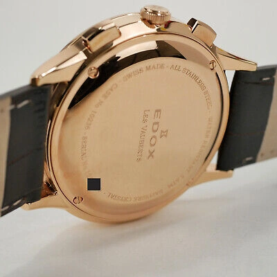 Pre-owned Edox Les Vauberts Chronograph Luxury Gold Swiss Men's Watch 42mm 10236-37rc-buir