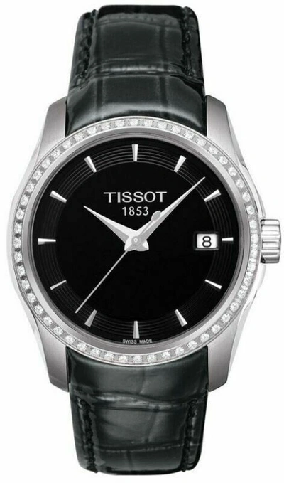 Pre-owned Tissot Couturier 32mm Steel Black Dial Diamond Ladies Watch T035.210.66.051.00