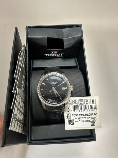 Pre-owned Tissot Couturier 32mm Steel Black Dial Diamond Ladies Watch T035.210.66.051.00