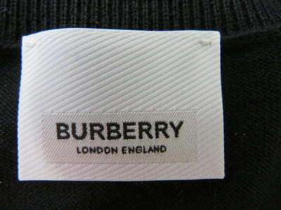 Pre-owned Burberry Black Nabuna Logo Cuff Merino Wool Silk Turtleneck Pullover Sweater L