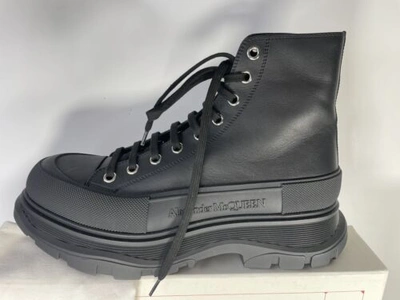 Pre-owned Alexander Mcqueen Men  Tread Slick Chunky-sole Sneaker Boots Leather 45 Usa 12 In Black